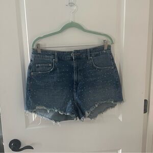 Zara sequin denim shorts